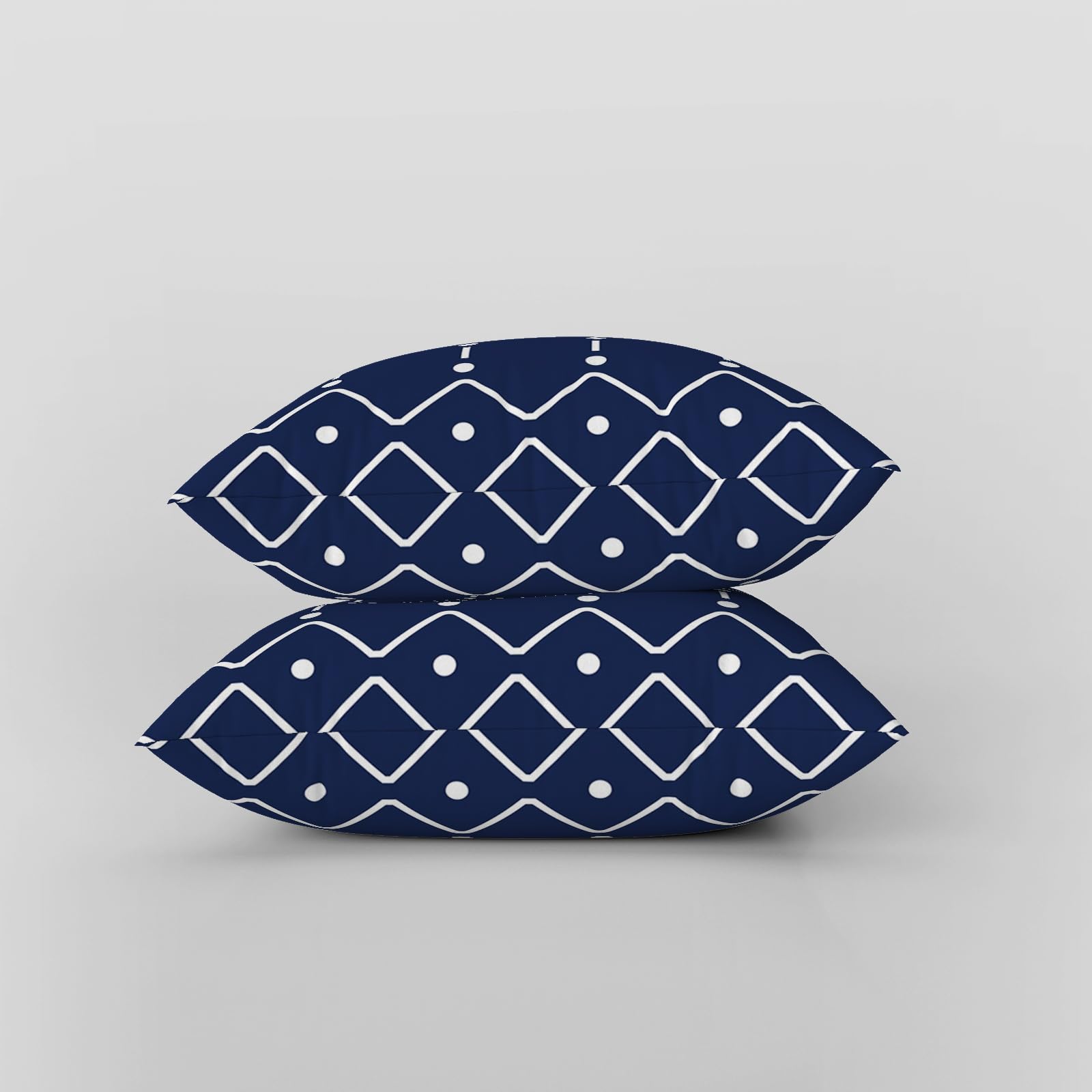 ggaimwf Geometric Pillow Cases 2 Pack Geometric Pattern Navy Blue Cushion Covers Abstract Pillow Covers Modern Cushions Covers for Sofa Living Room Home Decor Square Cushions 45x45cm - Image 3