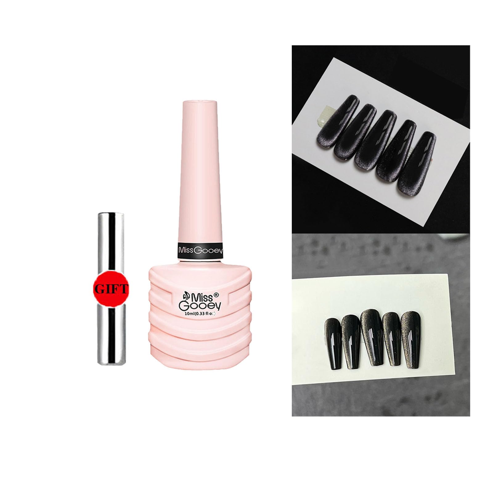 MISS GOOEY Nail Polish Set Gel Nail Polish Cat Eye Glitter with Magnetic Stick Kit Super Shiny Color Long Lasting UV LED Needs Quick Drying Magnetic Art Manicure DIY At Home Soak for Women (01)