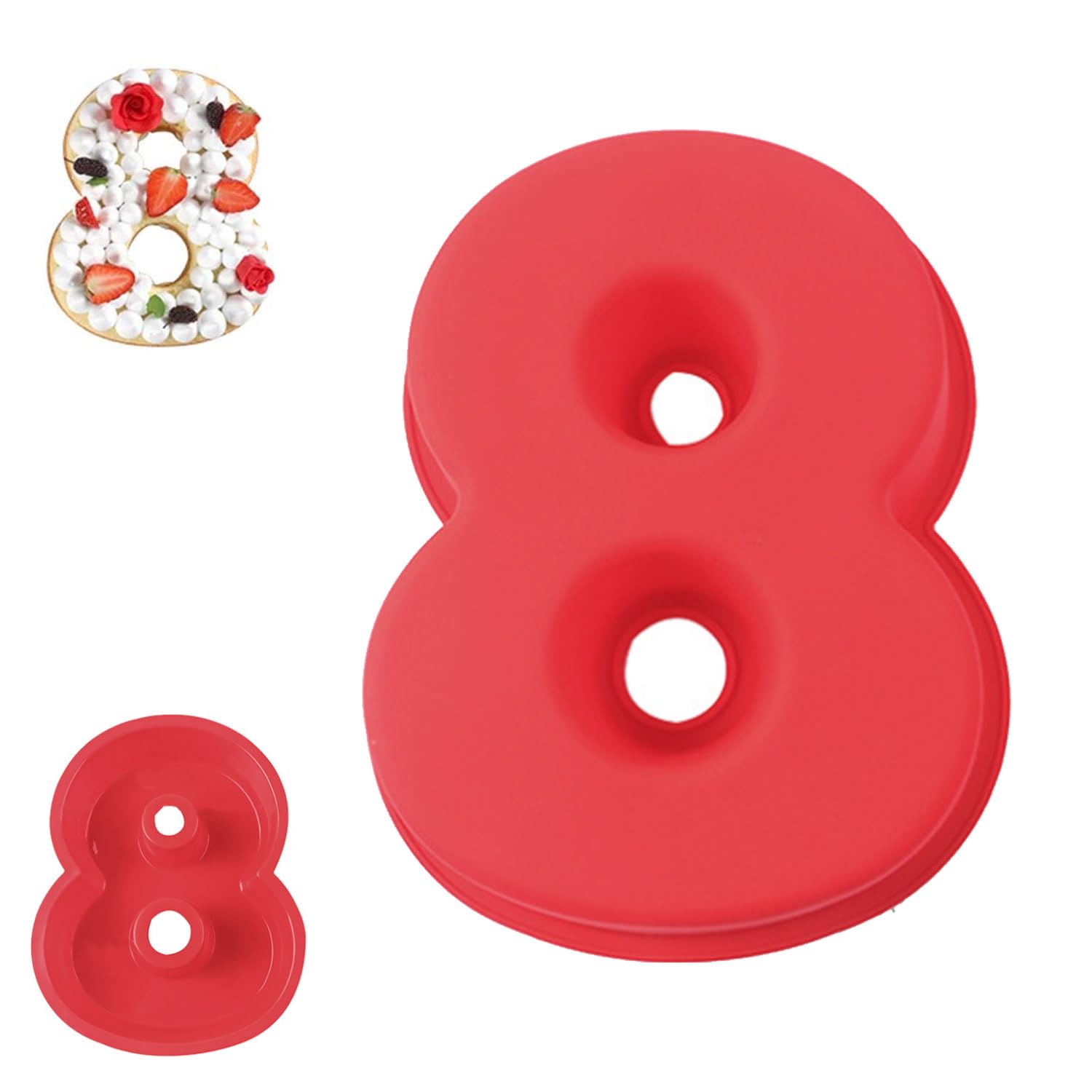 10 Inch Large Silicone Number 8 Cake Mould, Non-Stick Baking Tin Pan for DIY Birthday Wedding Anniversary, BPA Free