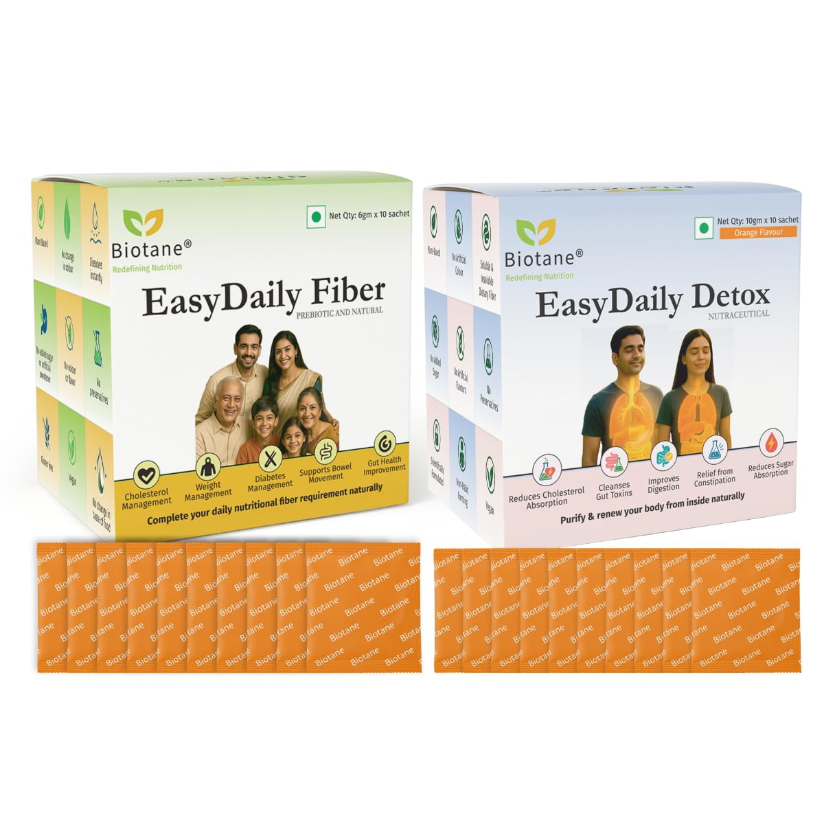 Biotane EasyDaily Fiber & Detox Supplement Combo – Prebiotic & Natural Powder for Daily Fiber, Gut Health, Cholesterol, Weight & Diabetes Management – Cleanses Toxins, Improves Digestion & Bowel Movement – 20 Sachets-image-42