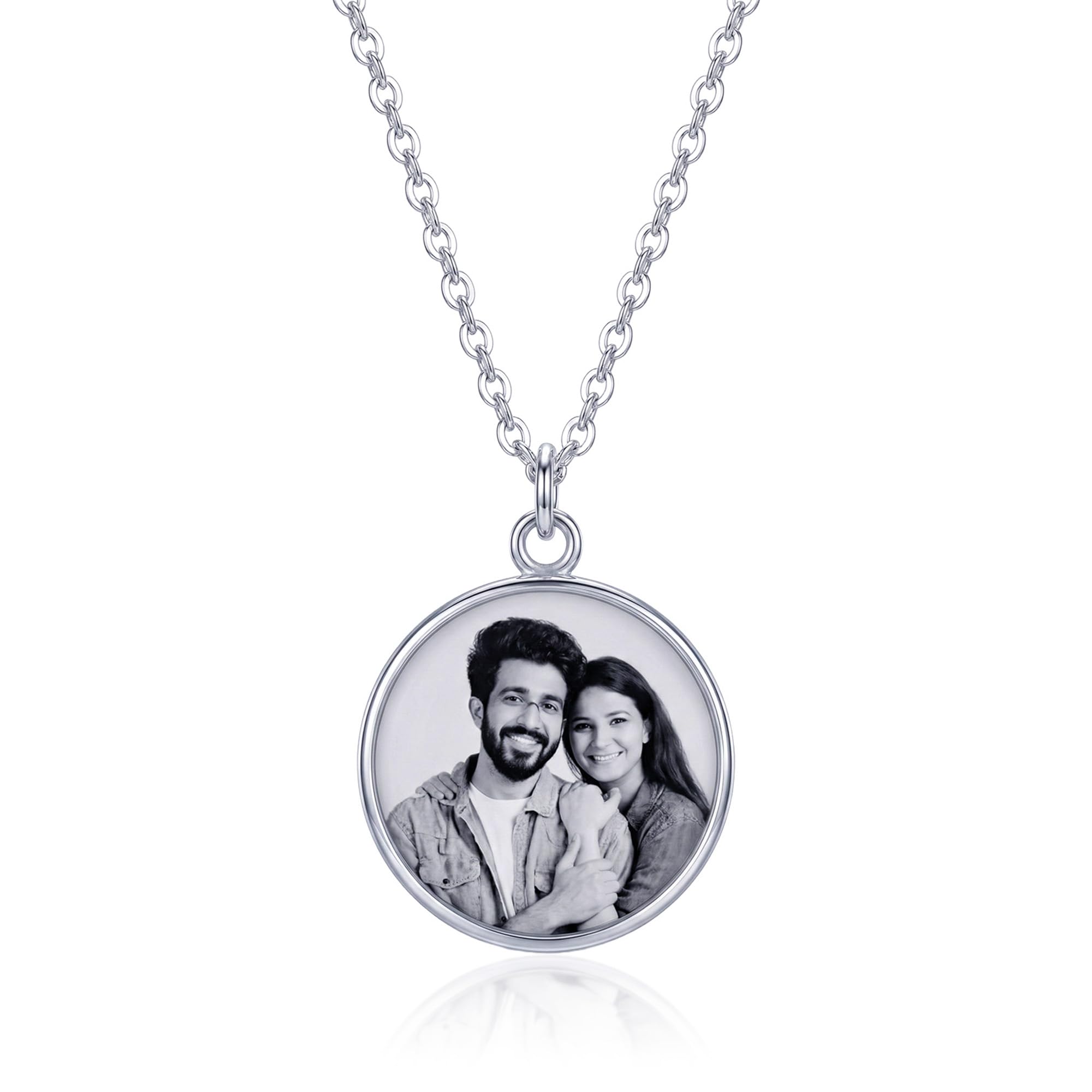 925 Sterling Silver personalized Pendant Necklace for Women and Teen | Customized BIS Hallmarked Photo Double Sided Picture Round Shape Necklace | Transparent Resin Necklace Gift-image-24