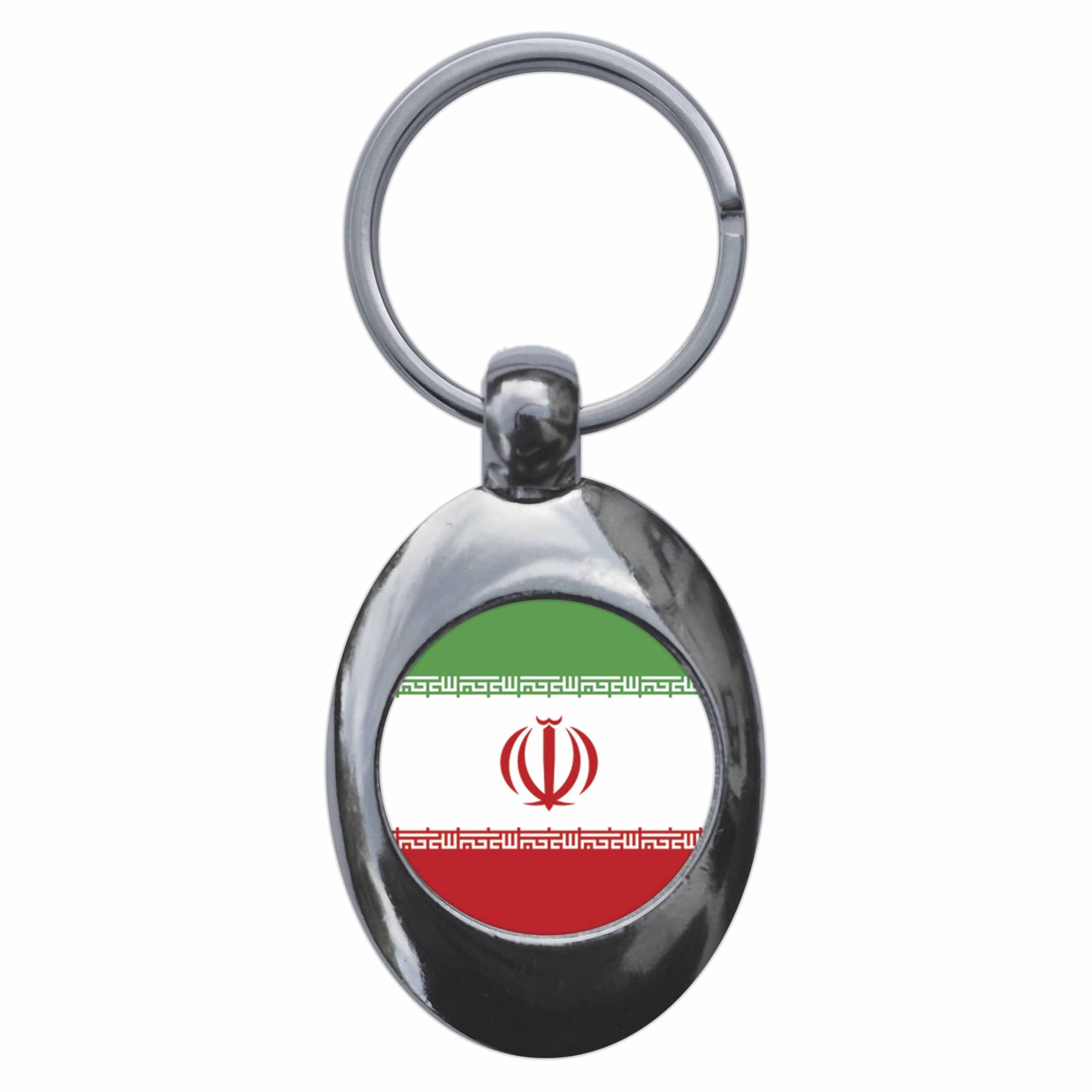Ozorath Iran National Flag Keyring Keychain Key Ring Chain With Trolley Coin