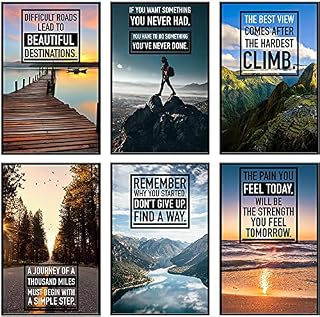 Motivational Posters - Inspirational Quotes Wall Art - Motivational Wall Art Easy To Decorate - Wall Posters For Office, School, HomeOffice - Positive Quotes 11x17in - Set of 6 - Posters & Prints
