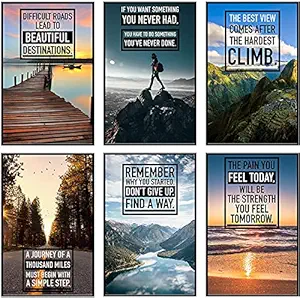 KARTMEN Paper Inspirational Motivational Multicolour Wall Art For Wall Decor, 12X18 In - Set Of 6