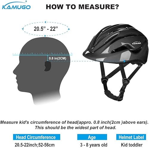Miniatura 6 de KAMUGO Casco de bicicleta para niños pequeños de 2 a 8 años de edad, casco ajustable para niños, adecuado para monopatín, bicicleta, scooter,