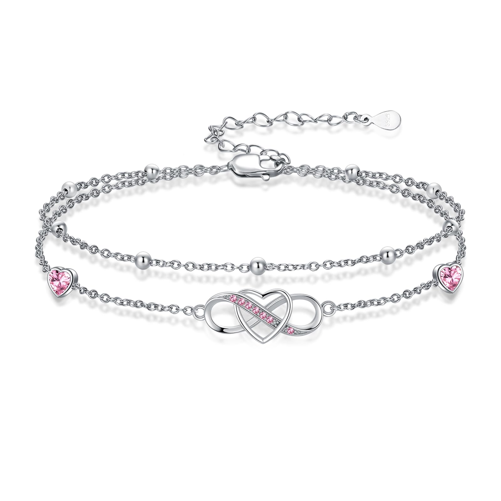 Cavigliera da donna in argento Sterling 925, con doppio simbolo dell'infinito, impermeabile, gioiello estivo, regalo di anniversario o compleanno per lei