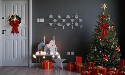 Miniatura 5 de Threetols Cintas de terciopelo rojo con borde con alambre de 10 yardas, cinta de arpillera con bordes dorados de terciopelo rojo de 2.5 pulgadas