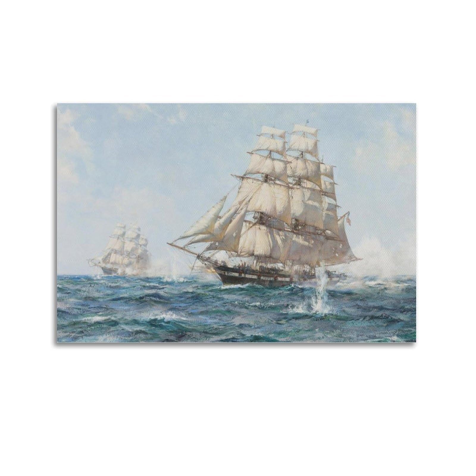 WZKTCL Vintage Sailboat Poster Waves Poster Decorative Painting Canvas Wall Posters And Art Picture Print Modern Family Bedroom Decor Posters 20x30inch(50x75cm)