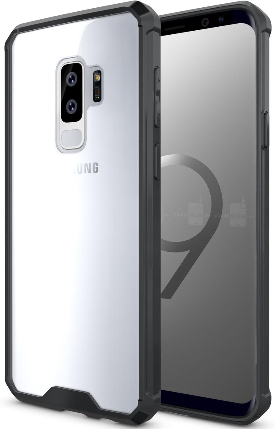 Galaxy S9 Plus Case, URMax [Air Hybrid] Ultra Thin Shockproof [Crystal Clear] Back Protective Case + TPU Bumper Cover for Samsung Galaxy S9 Plus - (Black)