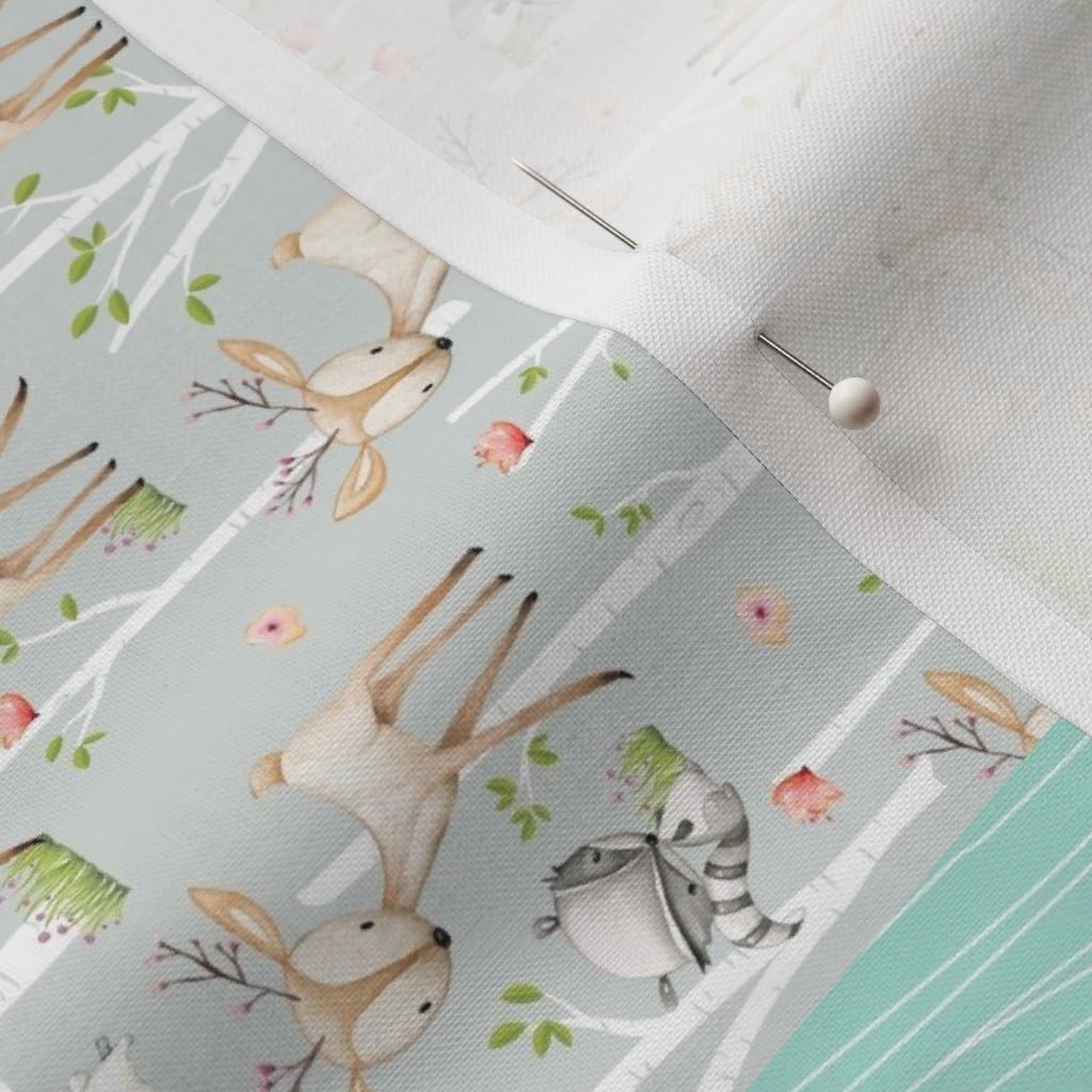 Spoonflower Fabric - Woodland Animals Girl Quilt Top Rotated Deer Fox Raccoon Patchwork Printed on Petal Signature Cotton Fabric by The Yard - Sewing Quilting Apparel Crafts Decor