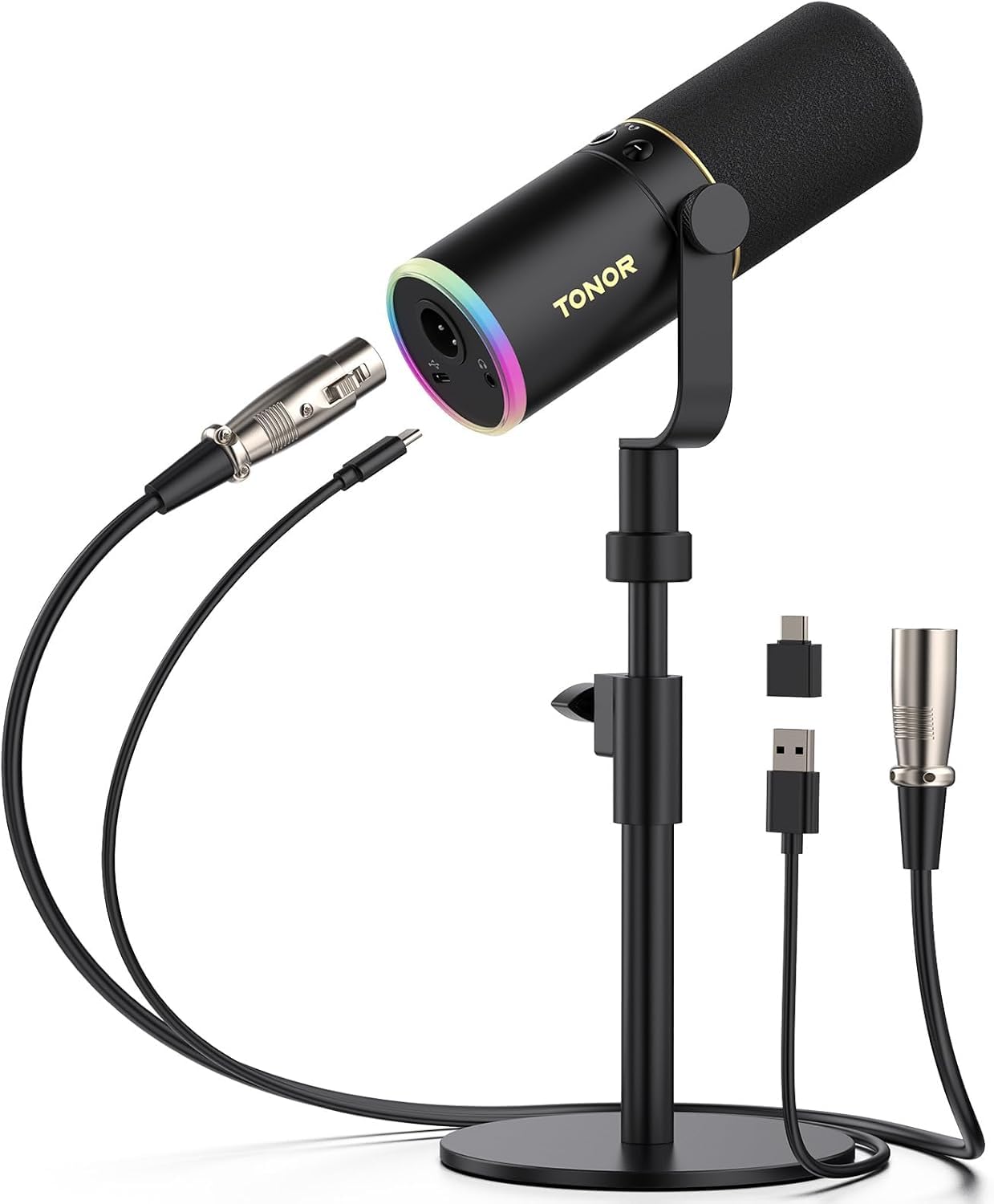 TONOR USB/XLR Mikrofon PC Dynamisch mit Mikrofonarm, Gesangsmikrofon Micophone Gaming Microfono PS4 PS5 Vocal Mic mit Mikrofonständer