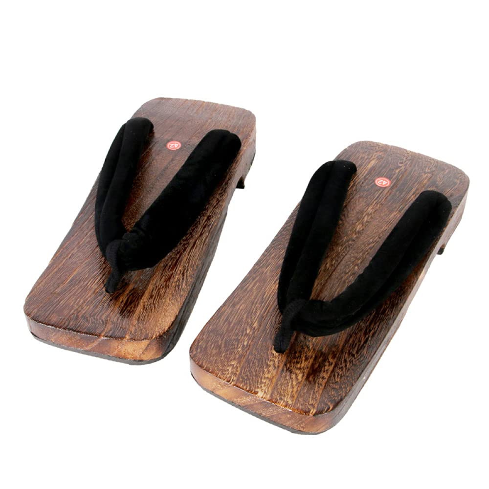 Amaonz Japanese Style Anime Cosplay Samurai Costumes Geta Sandals Oriental Ethnic Men Wooden Flat Shoes Clogs Slippers Beach Flip-Flops