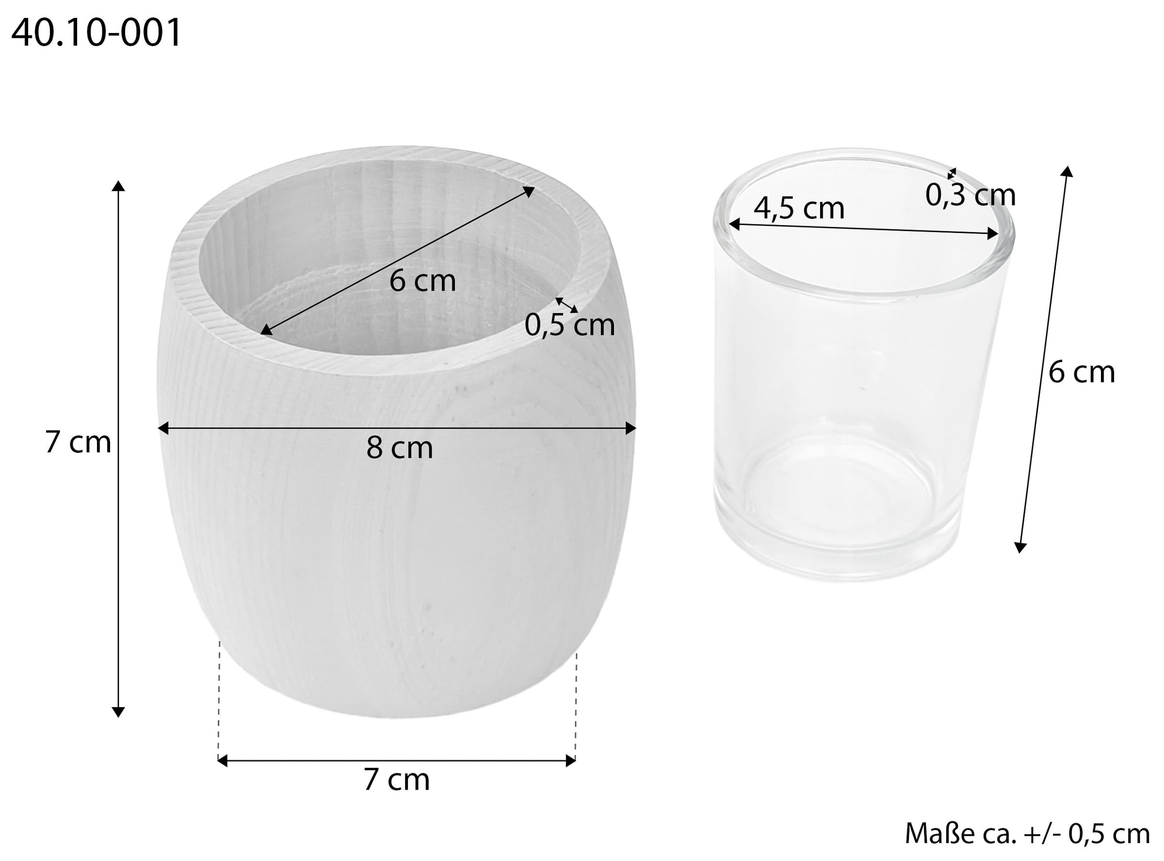Zirben Teelichthalter mit Glas und Ausschnitt Verschiedene Motive V-40.10-001