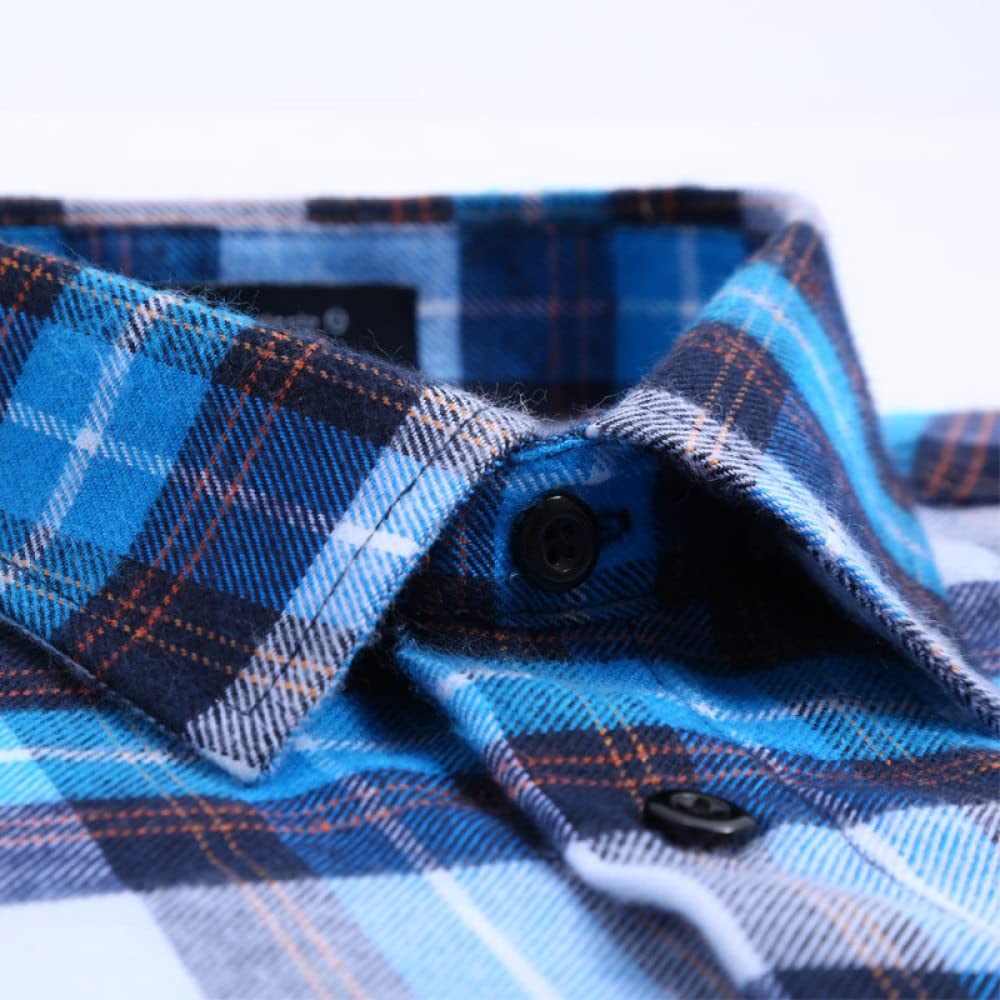HGJH Herren Flanellhemd, Herren Langarm Flanellhemd Thermohemd Gitter Blaugrün Hemd Herren Holzfäller Bequem Karierte Hemdjacke Lässiges Arbeitshemd Für Herren Jungen