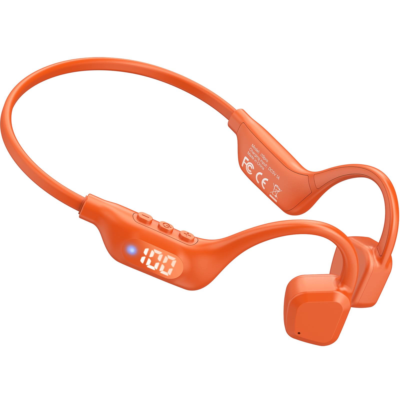 Bone Conduction Headphones, 14H Playtime Bluetooth 6.0 Open-Ear Earbuds with Mic, IPX5 Waterproof Lightweight Headset, Wireless Sport Earphones for Running, Cycling, Gym Workouts(Orange)