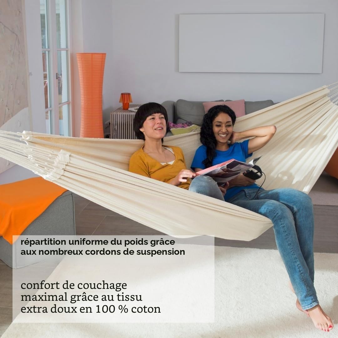 Amazonas AZ-1018140 hamac natura Barbade, capacité de charge 200kg, blanc (Natura), zone de couchage 230 x 150cm, taille unique