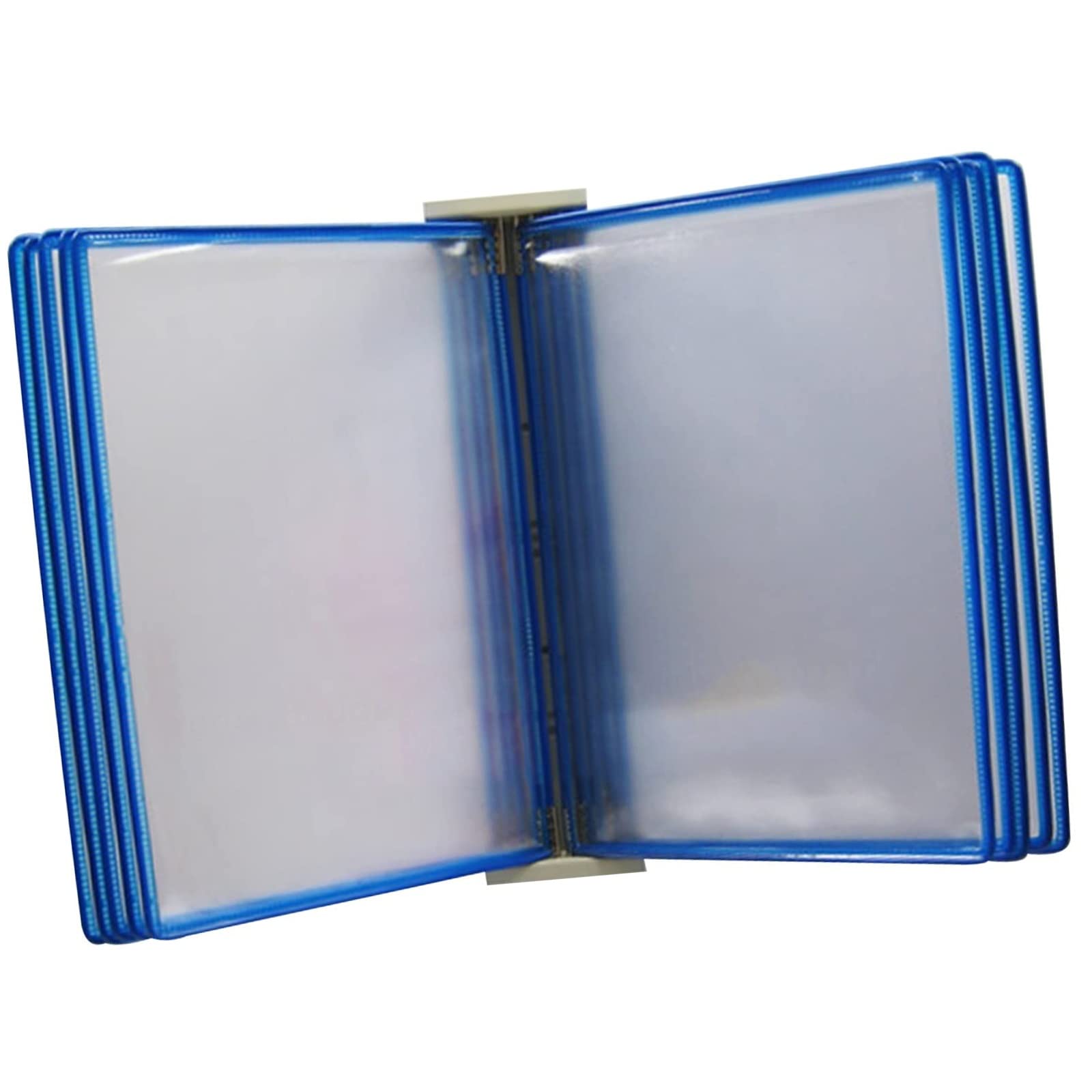 MYUYEE Wall Mount Reference Organizer - Catalog Display Rack, 10 Double-Sided Panels, A4 Letter-Size Wall Mounted Reference System, For Offices, Workshops, Exhibition Halls, Hot(Blue)