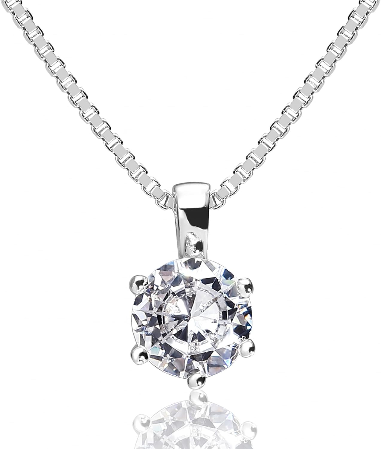 ネックレス レディース メンズ 人気 スワロフスキージルコニア使用 1カラット 6mm シルバー925 ベネチアンチェーン 50cm フリーアジャスター アレルギー対応 キュービックジルコニア