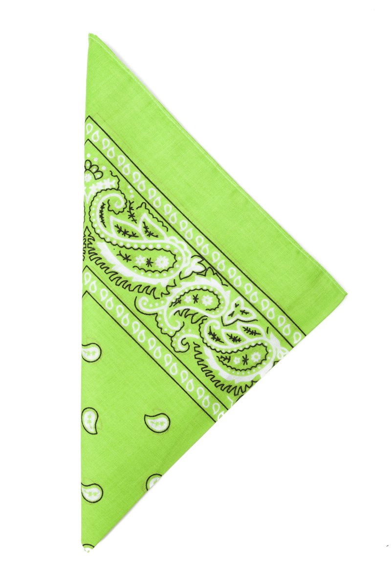 Paisley Bandana Handkerchief 22" x 22" Pure Cotton - Lime Green