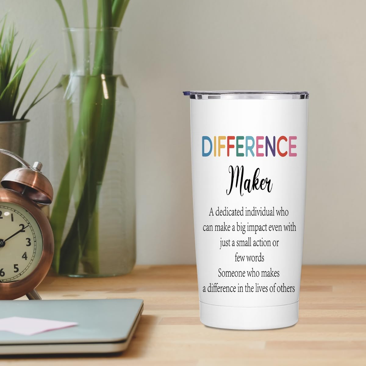 Thank You Gifts for Women 20 oz Stainless Steel Insulated Coffee Tumbler with Lid and Straw, Difference Maker Teacher Appreciation Christmas Birthday Gifts for Teachers Nurse Boss Coworkers Friend - Image 5