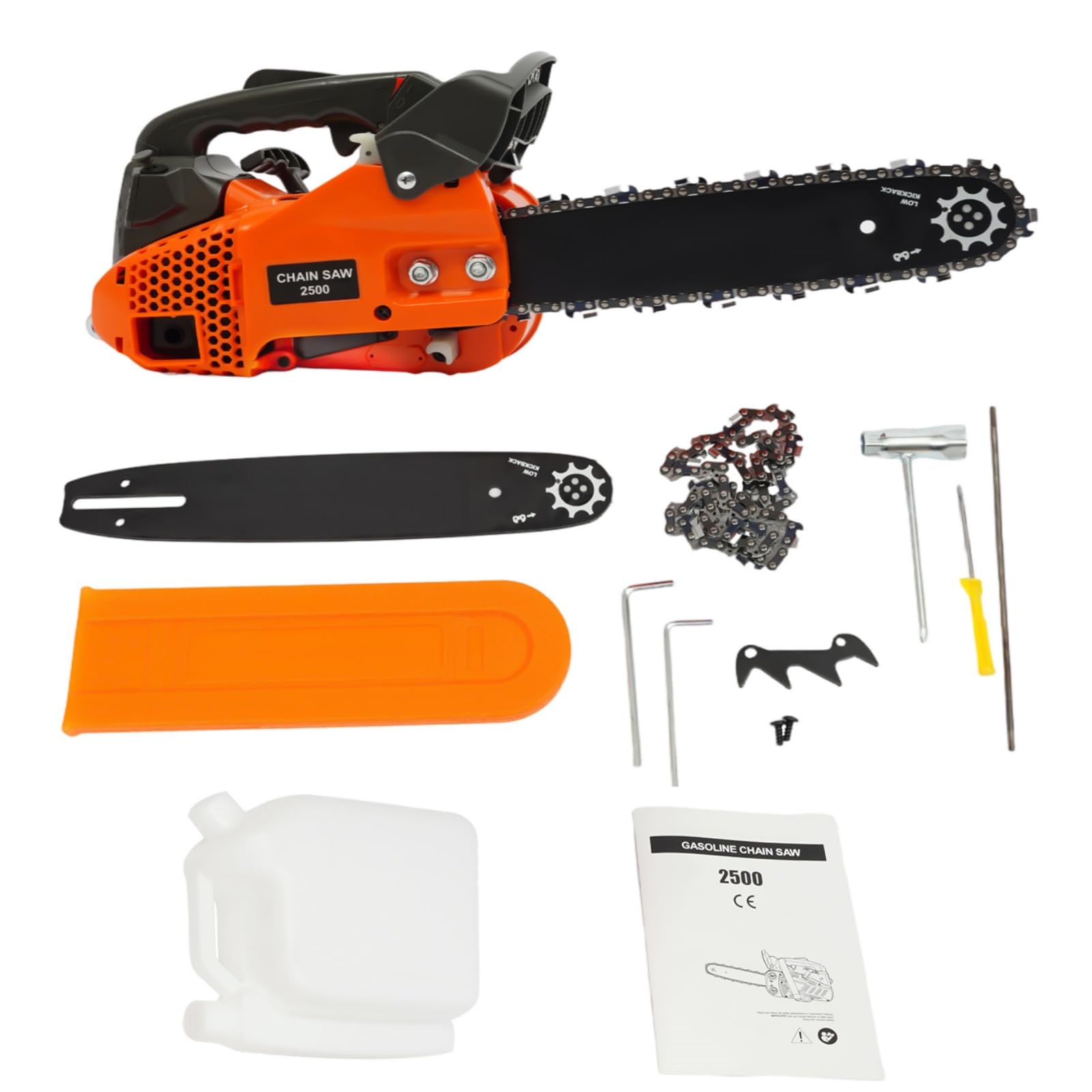 25.4CC Benzin Kettensäge, 2-Takt Motorsäge 1.22HP Engine Chainsaw 30cm Oberer Handgriff Benzin Kettensäge, 9000rpm Benzinkettensäge für Baumfällung, Astschneiden, Gartenarbeit