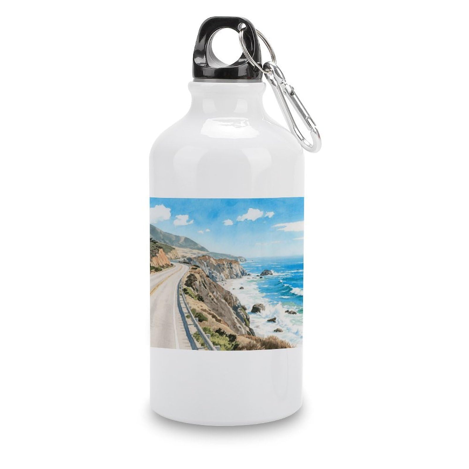 Fekiloot Style Highway 1 Ocean View Aluminum Water Bottle Travel Tumbler Reusable Lightweight Outdoor Sports Water Bottles For Gym Sports Camping Hiking Fishing400ml