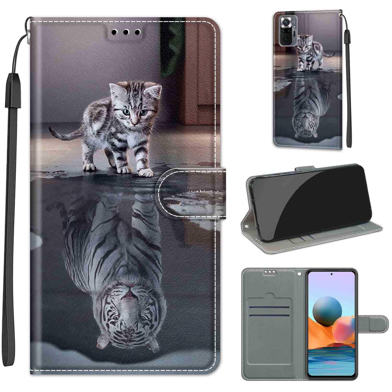 VQWQ Custodia per Xiaomi Redmi 9A, Flip Cover a Portafoglio in Pelle PU Motivo Animale Slot per Schede Libro Cavalletto Supporto Wallet Case Cordino Chiusura Magnetica per Maschio Donna -[XC]-Gatto