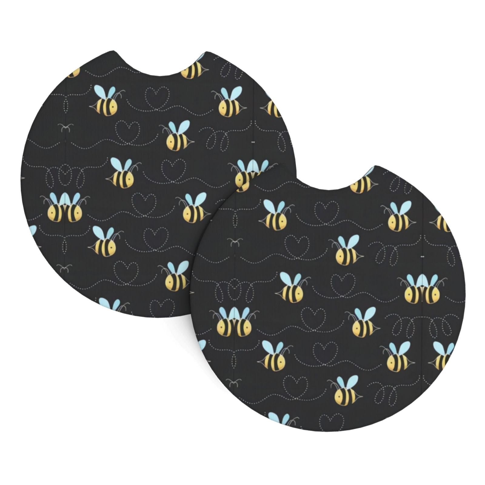 Gaxfjru Men's Black Bumble Bees Stylish Car Cup Coasters Â€“ Decor Accessories For Clean And Car Decor, Cute Cup Holder Coasters For And Wo