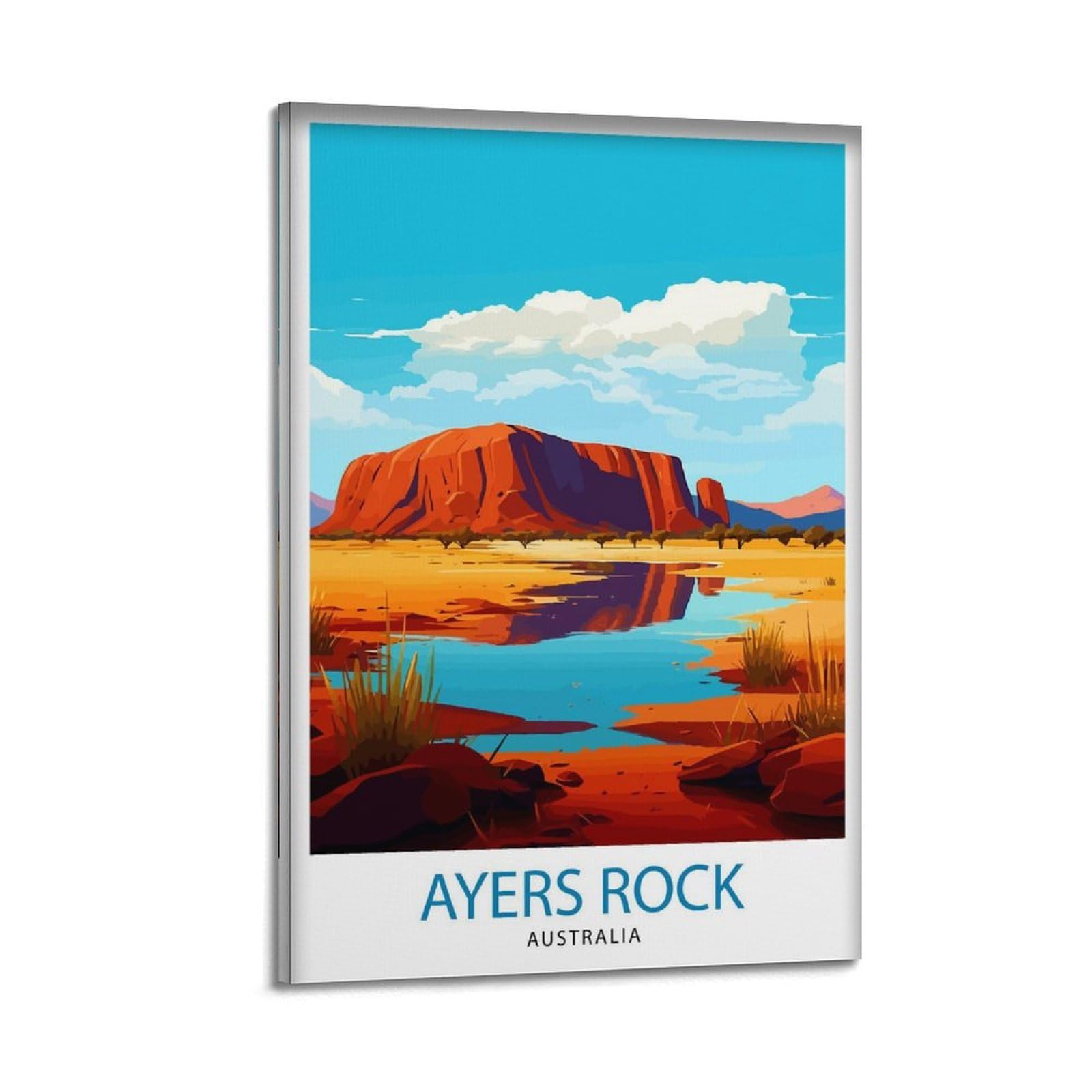 xiaoxiaoshen Ayers Rock Australia Travel Uluru Australian Landmarks Outback Red Centre Illus Canvas Poster Wall Art Prints Room Aesthetic Murals Bedroom And Living Decorations 24x36inch(60x90cm)