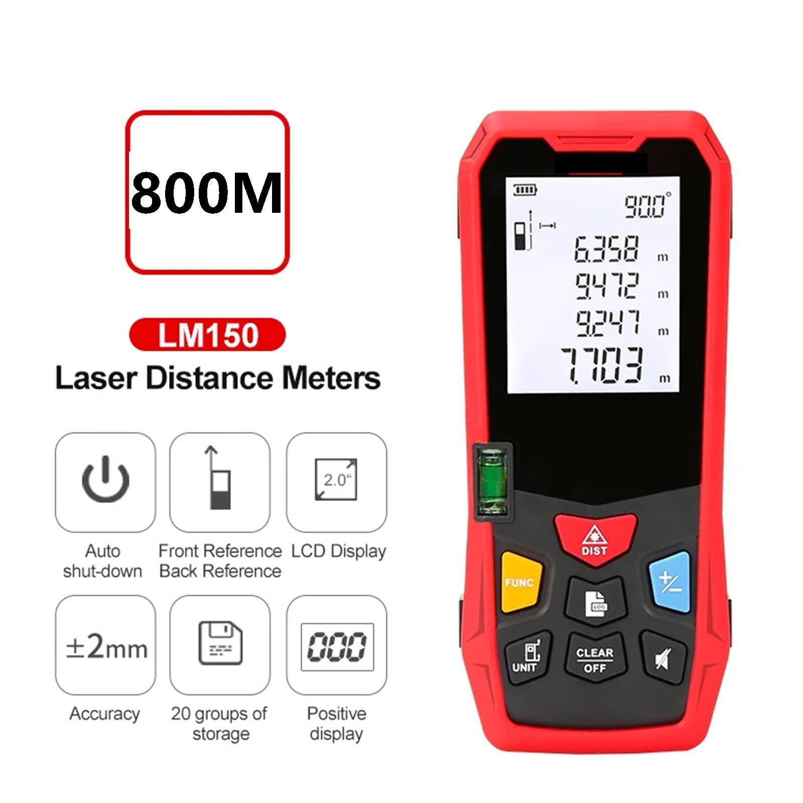 Dalmierz laserowy, Ręczny Dalmierz Laserowy Miernik Odległości 40M 60M 100M 800M Taśma Medidor Urządzenie Pomiarowe Linijka Elektroniczna