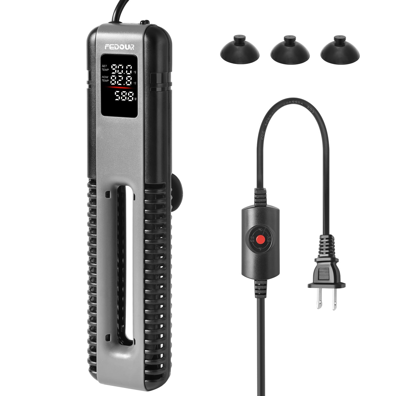 FEDOUR 600W 800W Titanium Aquarium Heater with External Controller, LED Digital Display Submersible Heater with Overheating Protection, for up to