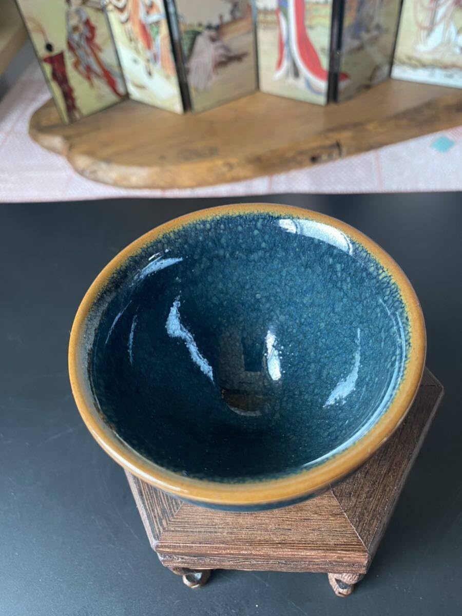 【建戔】陶芸　中国陶芸品　茶道具 天目茶碗 建戔】陶芸 中国陶芸品 茶道具 天目茶碗