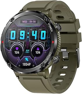 TAMTAK Bluetooth Fashion Smartwatch, 1.6 Inch Full Touch Bracelet Fitness Tracker, Waterproof Watches with Heart Rate Sleep Monitor, Voice Assistant Music Smartwatch for IOS Android (Color : Green)