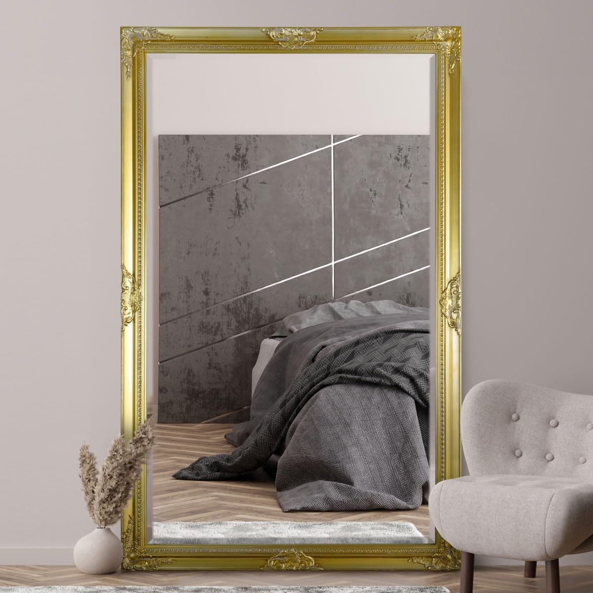 Mirroroutlet Gold - The Kingsbury - Framed Bevelled Mirror 66" X 42" (166 X 105Cm) Premium Silver Mirror Glass