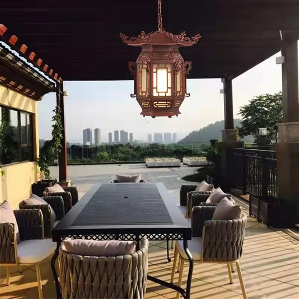 KXEcoLife Contemporary LED Outdoor Pendent Lamp Waterproof Art Villa Garden Courtyard Gate Corridor Balcony Chandelier (Q D28CM)