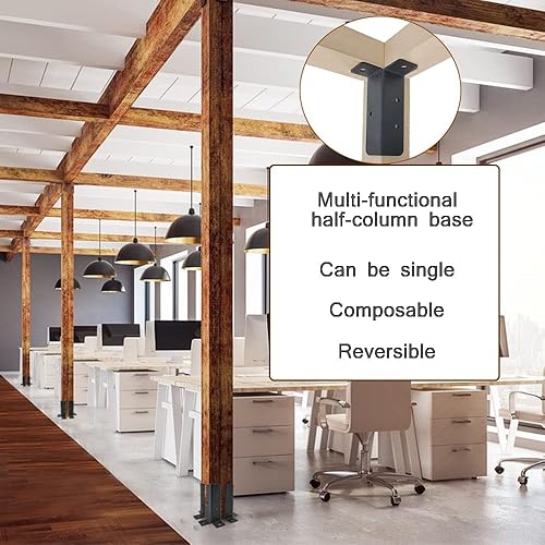 Miniatura 5 de 8 soportes de anclaje ajustables para postes de cubierta para postes de 1.5 x 1.5, 2 x 2, 2 x 4, 4 x 4, kit de soportes de base de madera