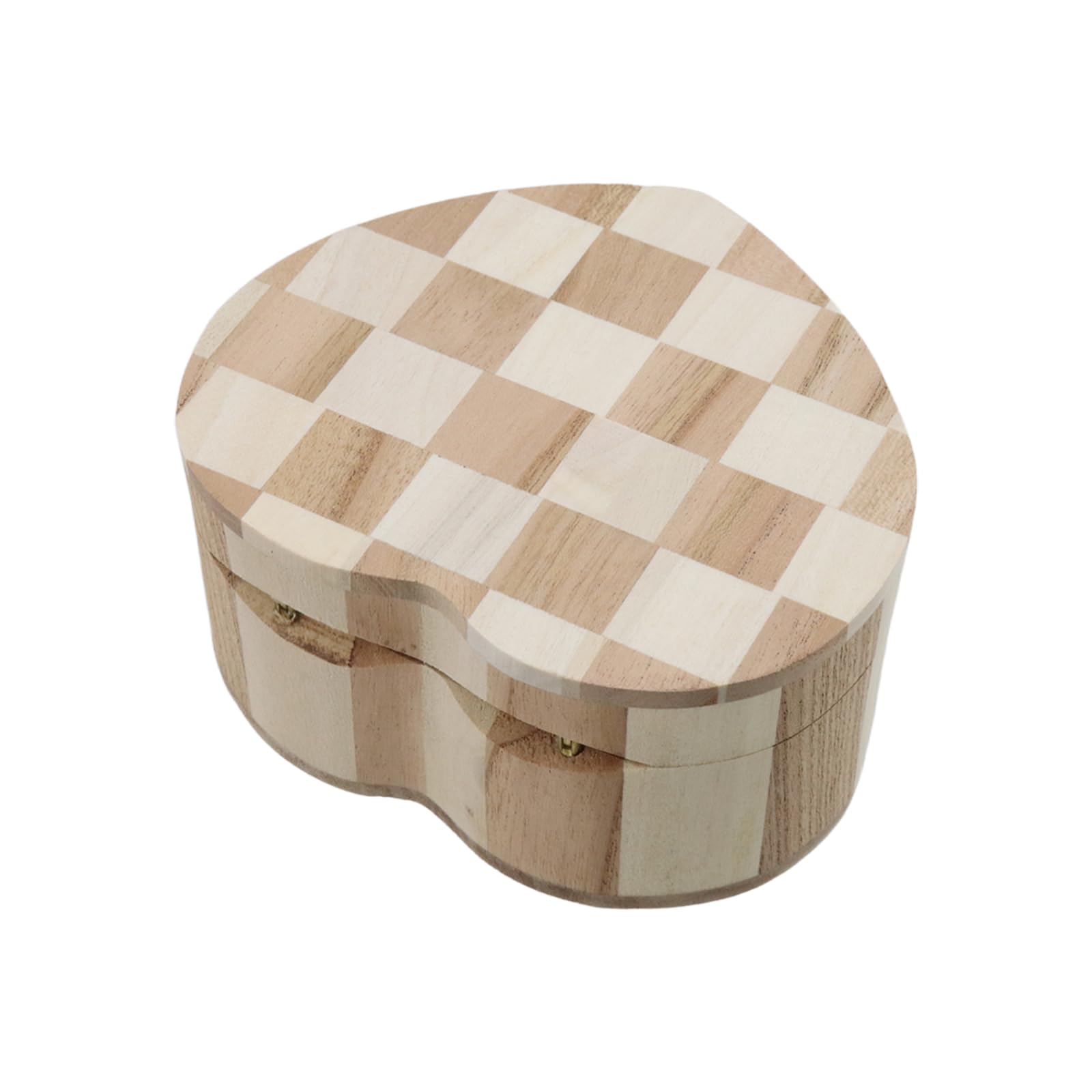HEVSTIL Confezione da 2 scatole per anelli in legno massiccio a forma di cuore, per fai da te, scatola regalo rustica e bohémien, 11 x 11 cm