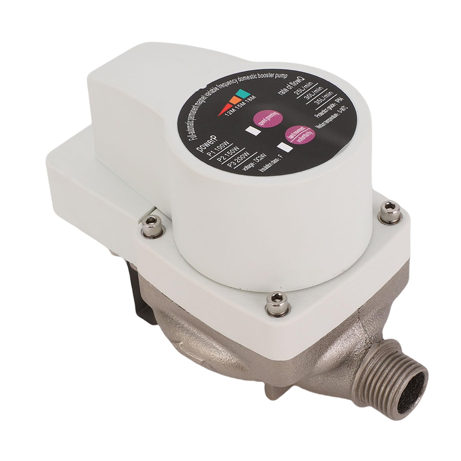 Bomba Elevadora de Presión de Agua de 3 Velocidades, 100W, 150W, 200W con Motor sin Escobillas de Imán Permanente para Grifo de Ducha, Inodoro, Riego de Cocina (Enchufe de la UE)