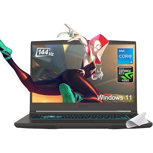 MSI Thin 15 Gaming Laptop, 15.6" FHD Thin Bezel IPS 144Hz, Intel Octa-core i5-13420H (Beats i7-11800H), GeForce RTX 4050, USB-C, Windows 11, w/Mouse Pad(32GB RAM | 1TB PCIe SSD)