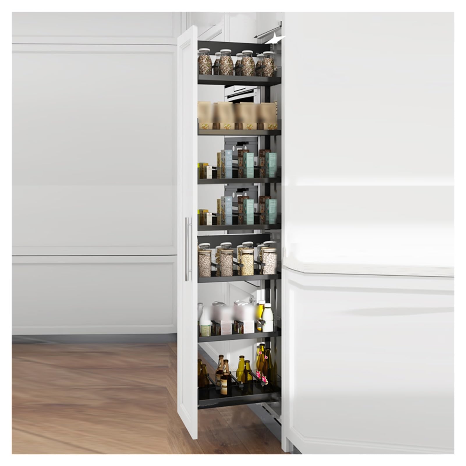 OLSKFUH Soft-Sliding Rail Pull-Out Basket,Cabinet Pullout Drawer Organizer,High Cabinet Storage Rack With Separator Strips,For Narrow And High Gaps,160x600x7tier