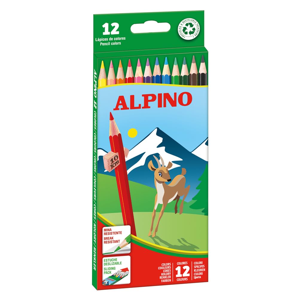 Alpino 722838 - Coloured Pencils, Wallet of 12 - Assorted Colours