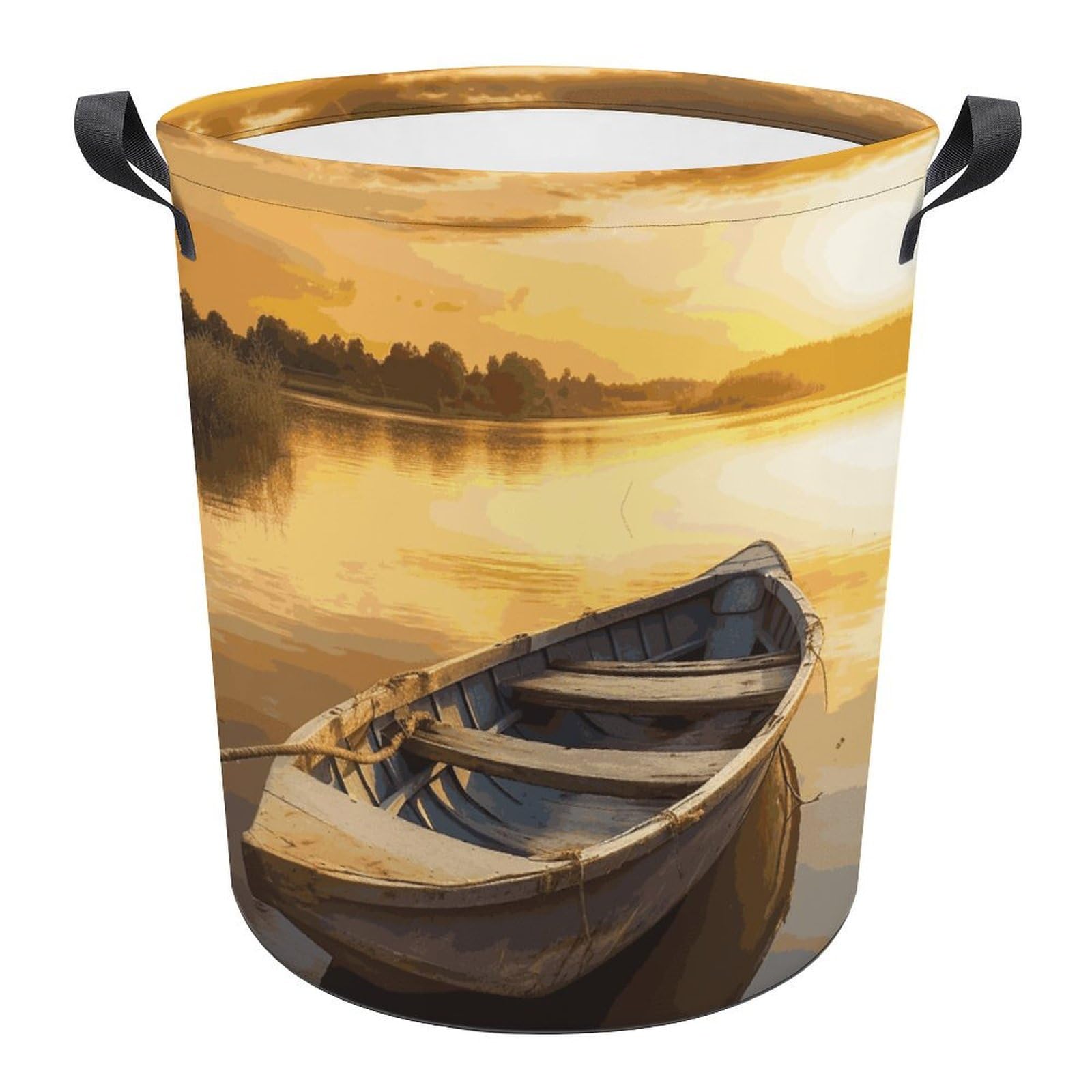 Grand panier à linge imperméable en bois pliable - Bac de rangement salle de bain et salon