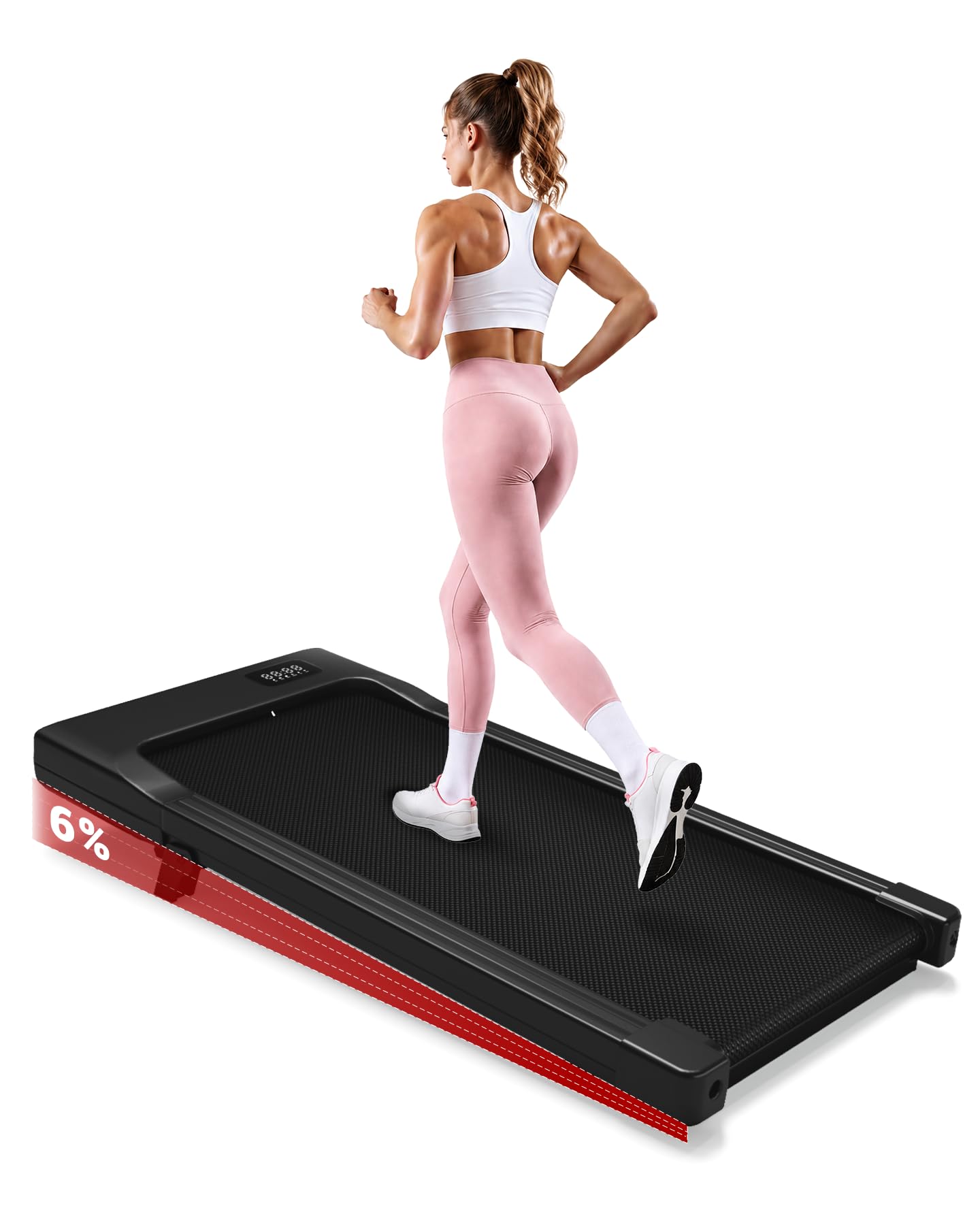 Superun Walking Pad Raceable 6% Incline 2.5HP Under Desk Treadmill 136KG Capacity 6/ 12KM/H Foldable Treadmill with HIIT & MIIT Programs APP Control Portable Walking Machine for Home