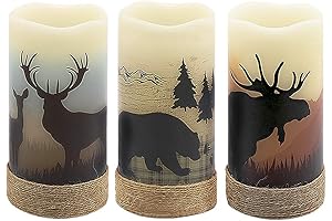Decorative Flameless LED Candles with Hunt-Themed Decals: Aesthetic Home Decor