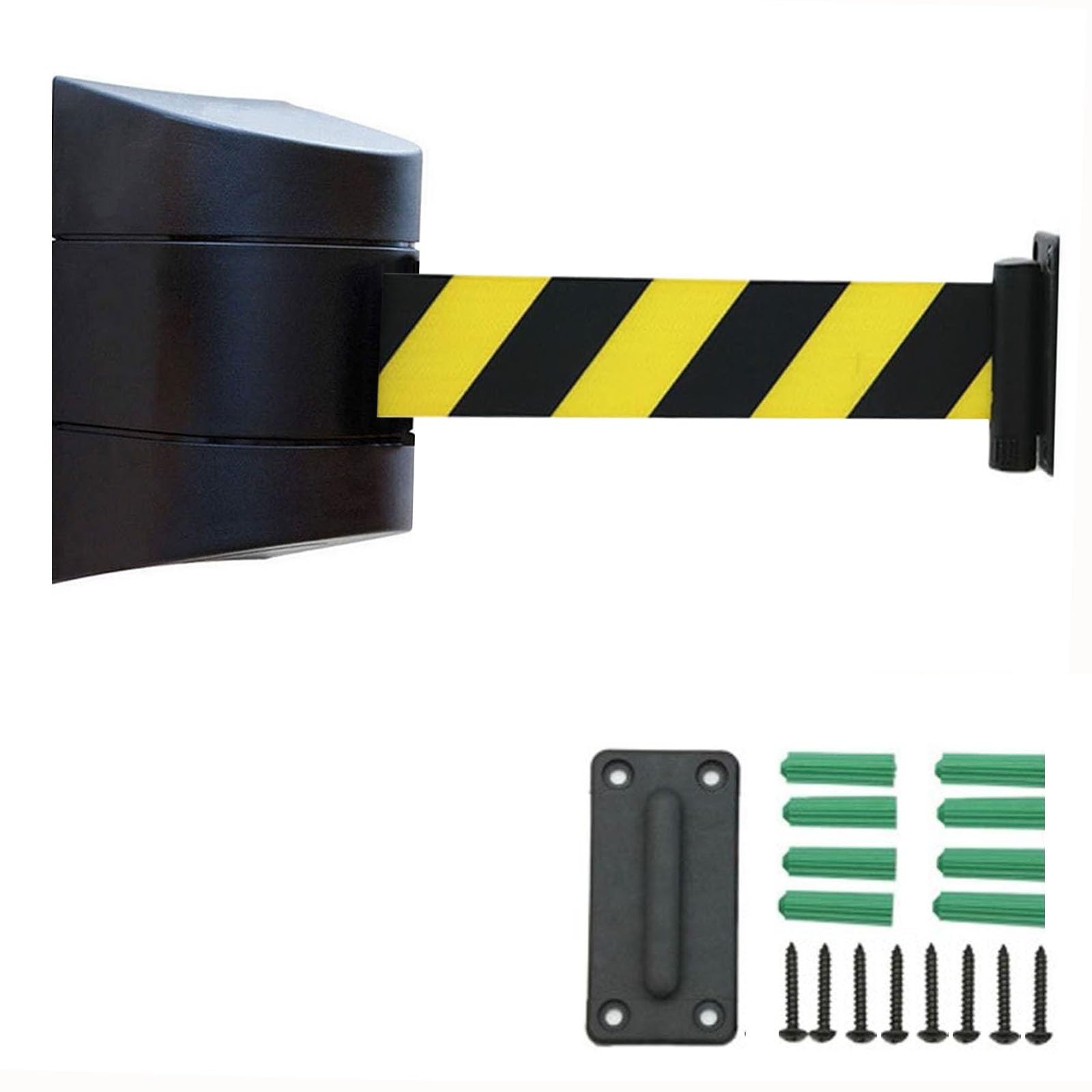 CAIFEXUE Black Wall Mount Retractable Belt Barrier,2/3/5/10M Optional,Queuing Safety Tape Cordon with Mounting Accessories,for Playground Park Hotel Crowd Control/a/5M/16.4Ft
