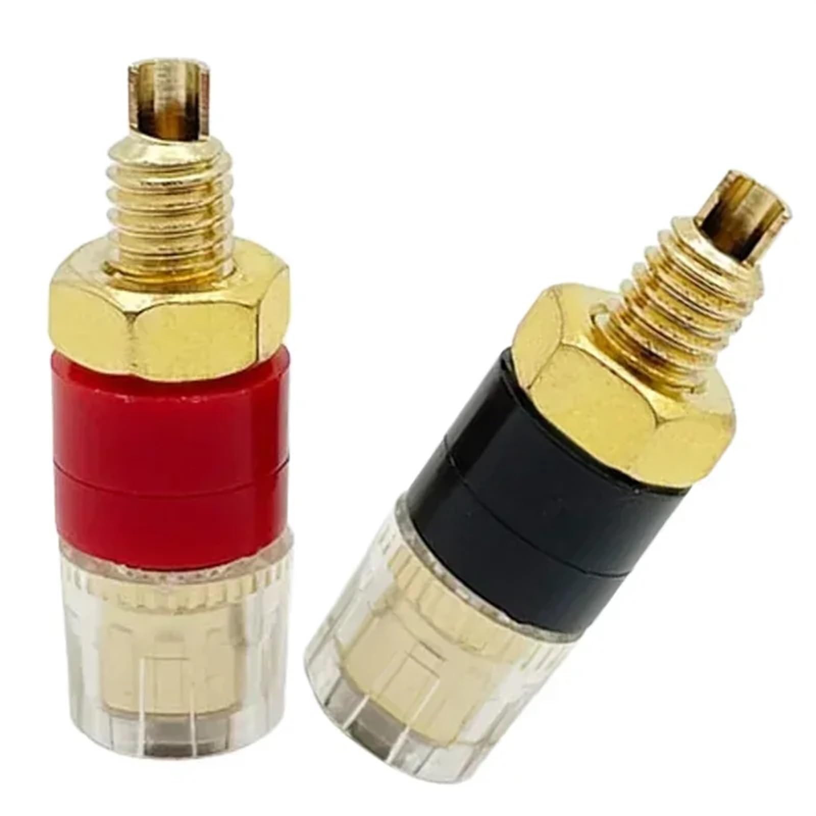 20 szt. pozłacane 4 mm słupki do wiązania wzmacniacza głośników mosiężne złącze zaciskowe z przezroczystą obudową gniazdo bananowe (10 czerwonych 10 czarny)