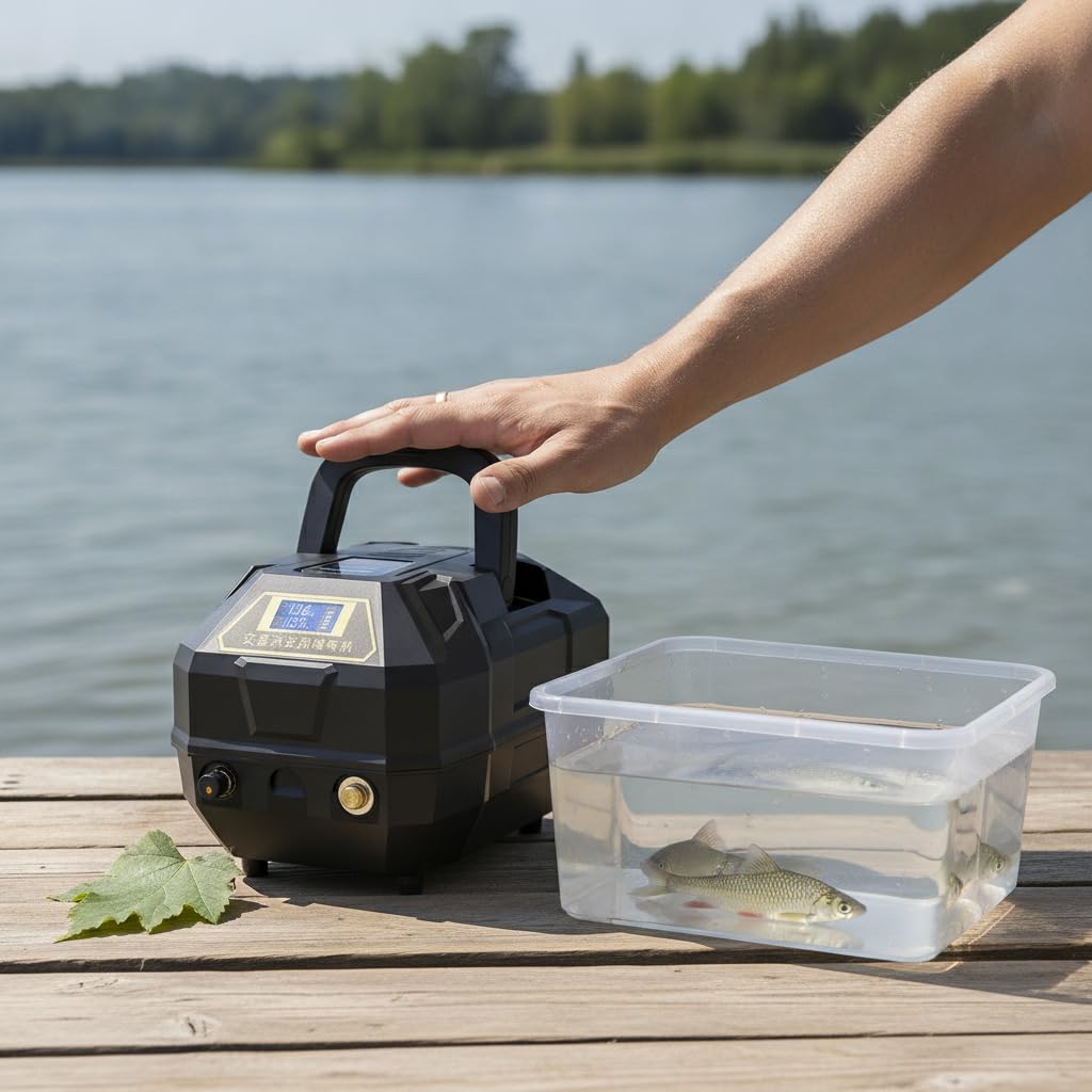 Pompa Acquario e Ossigenatore Portatile per Pesca, Aeratore Silenzioso con Batteria Ricaricabile