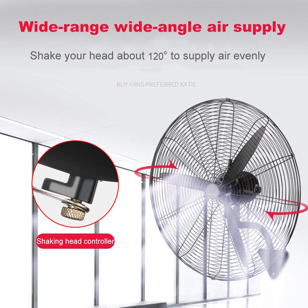 HLILY Ventilatore da Parete,Industriale Ventilatore Oscillante A Parete,3 velocità,Ventola Turbo in Metallo,per Casa E Ufficio Ristorante- Motore Potente E Silenzioso(Nero 55cm-78cm)