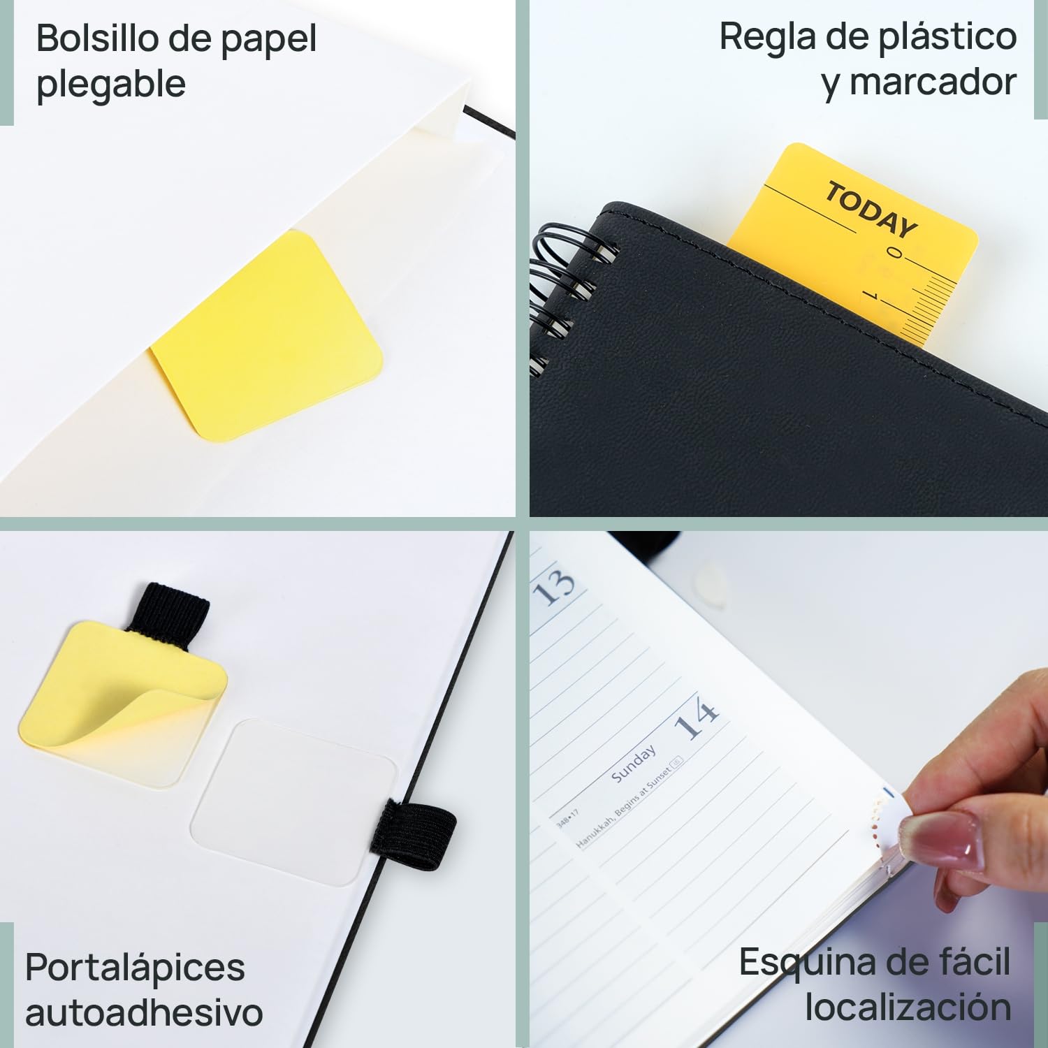 POPRUN Agenda 2026 2027 Semana Vista 22,5 x 16,5 cm, Semanal 17 Meses de Ago.2026 a Dic.2027, Planificador en Espiral, Tapa Blanda, 80 GSM Papel, Rosado