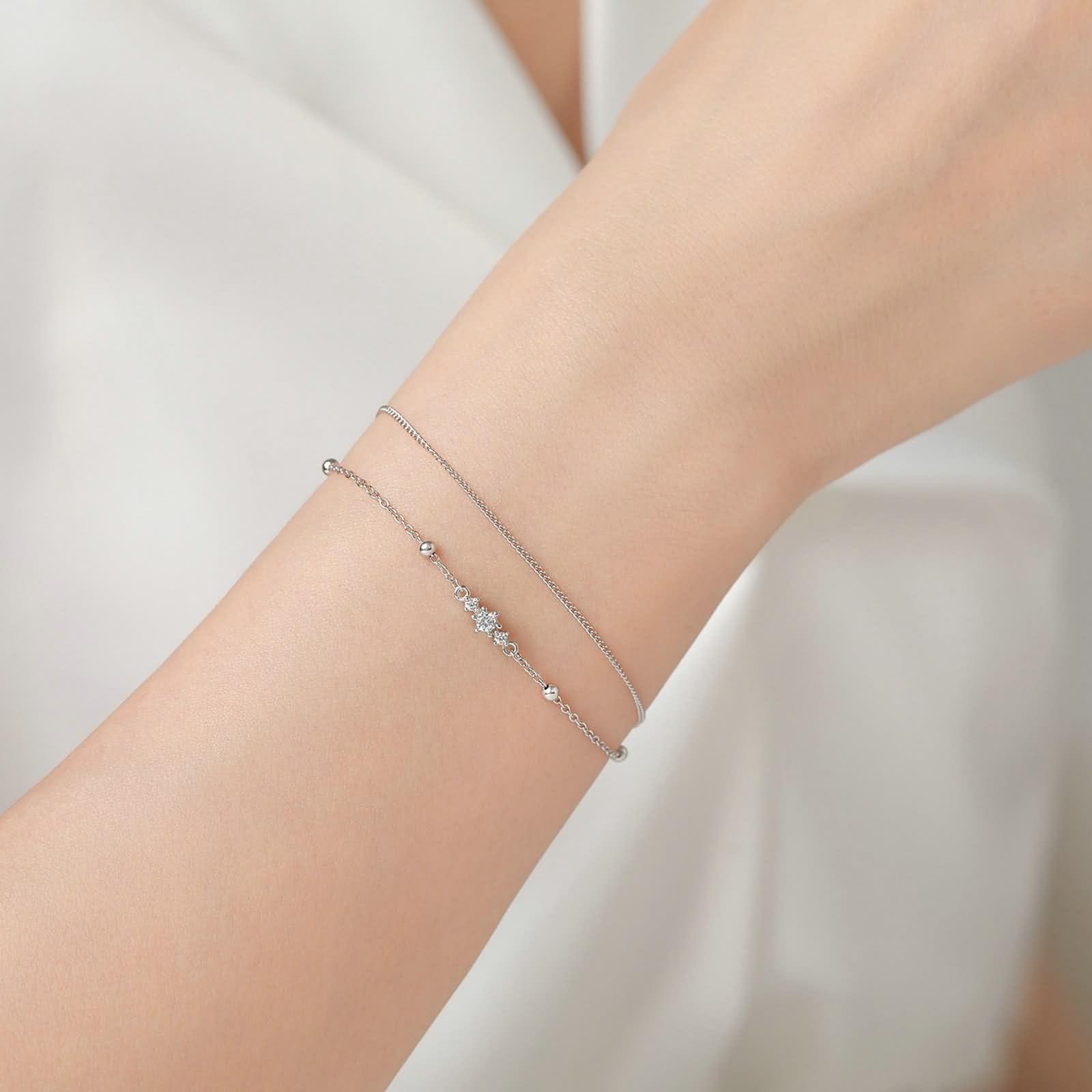 Pulseras para mujer, pulsera de doble capa con cuentas y moissanita, regalos únicos para mujer